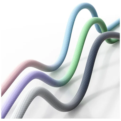 USAMS Bicolor Series SJ756 PD 60W USB-C/USB-C Kábel 1.2m zöld és lila - 3