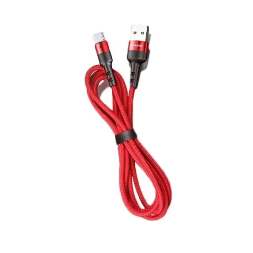 USAMS Fonott U26 USB-C kábel 1m (1db a készletben) 3A gyors töltés piros SJ313TC02 (US-SJ313) - 2
