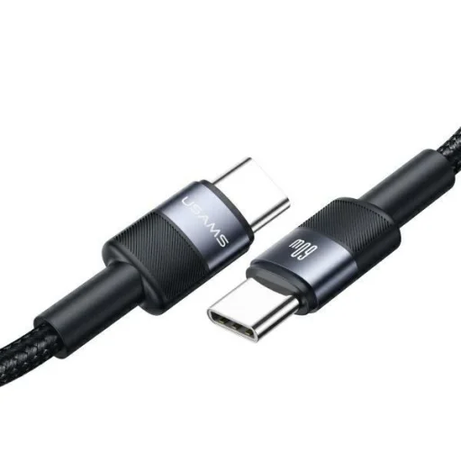 USAMS Kábel USB-C to USB-C 60W 1.2m Gyors Töltés acél/árnyalat SJ724USBSG01 (US-SJ724) - 1