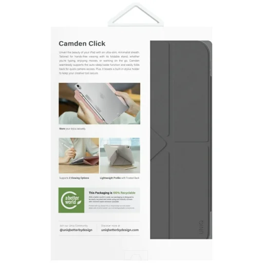 iPad 11" A16 (2025) / iPad 10.9" 10th Gen (2022) UNIQ Camden Click szürke tok - 8