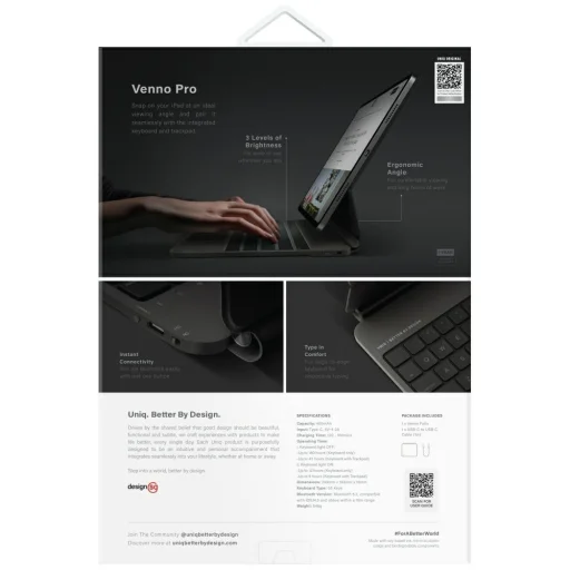 iPad Pro 11" M4 2024 UNIQ Venno Pro Mágneses Okos Tok billentyűzettel fekete tok - 8