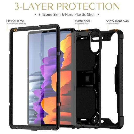 Xiaomi Redmi Pad 2 Techsuit - Rugged TabShell + Képernyővédő - Fekete tok - 4