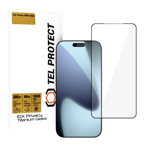 Tel Protect 10X Privacy Titanium üvegfólia iPhone 17 Pro Max-hoz, - 1
