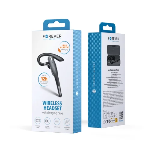 Forever BH-100 vezeték nélküli headset töltőtokkal fekete - 6