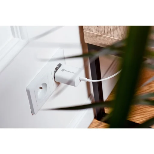 FORCELL F-ENERGY TFK-TC-25WPD utazó töltő Type C + Type C to Type C PD Q.C 3A 25W fehér - 25