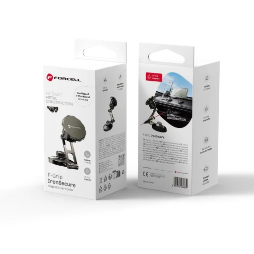 F-Grip IronSecure szélvédőre/műszerfalra szerelhető mágneses autós telefontartó fekete, - 1