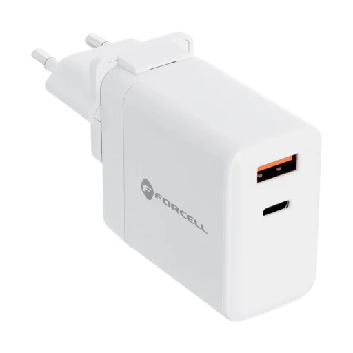 Forcell F-Energy 3 az 1-ben USB C + USB A QC4.0 PD 3A 45W három cserélhető csatlakozóval (EU / UK / US) TFK-TC-45WPDAC fehér hálózati USB-C töltő adapter - 11