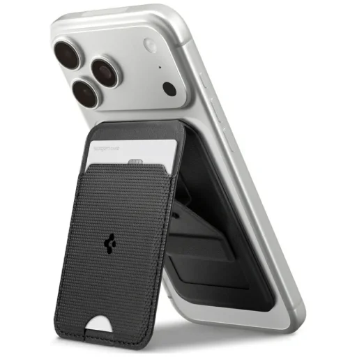 iPhone Spigen S314-3 Tenká skladacia statívová peňaženka MagSafe Čierna - 6