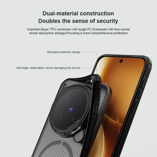 Nillkin CamShield Prop Mágneses Fliptok Vivo X300 Pro átlátszó fekete tok - 6