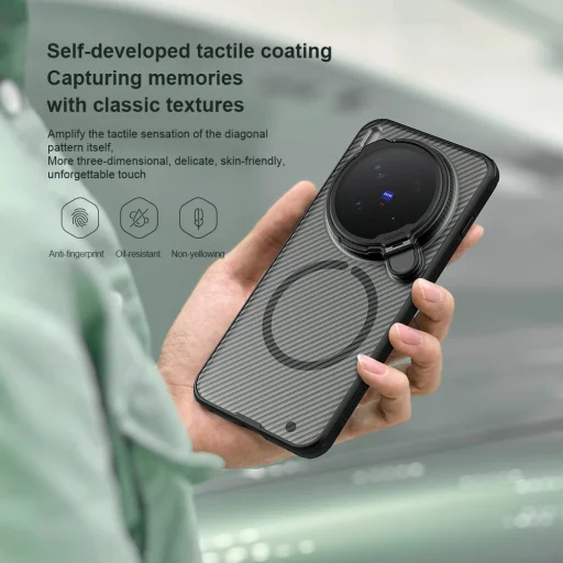 Nillkin CamShield Prop Mágneses Fliptok Vivo X300 Pro átlátszó fekete tok - 7