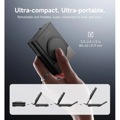 SURITCH 3in1 töltőállomás Samsunghoz, 15W összecsukható vezeték nélküli – Galaxy S26/S25/S24/S23/S22/S21/Z, Galaxy Watch 7/6/5/4/3 és Galaxy Buds, fekete (EU) - 5