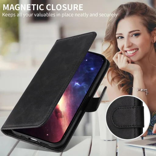 Honor X5c Plus klasszikus PU bőr fliptok (fekete) - 7