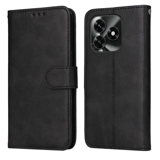 Honor X5c Plus klasszikus PU bőr fliptok (fekete) - 1