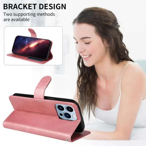 Honor X5c Plus klasszikus PU bőr fliptok (rózsaszín) - 3