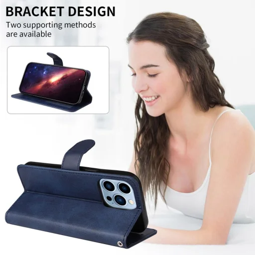 Honor X5c Plus klasszikus PU bőr fliptok (kék) - 3