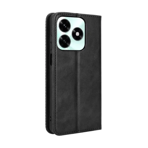 Honor X5c Plus mágneses, retro mintázatú PU flip bőrtok (fekete) - 3