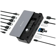 Adapter Verbatim 15 az 1-ben USB-C Pro dokkolóállomás 2xHDMI/1xRJ45/4xUSB-A/3xUSB-C/1xSD/1xmicroSD/1xAudio