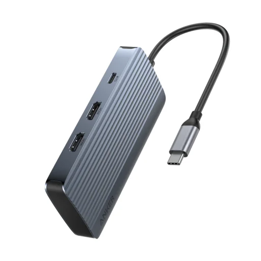 USB-C Hub Anker, 1 x USB-A 3.2 - 3 x USB-A - 1 x USB-C - 2 x HDMI, Szürke A83740A2 - 1