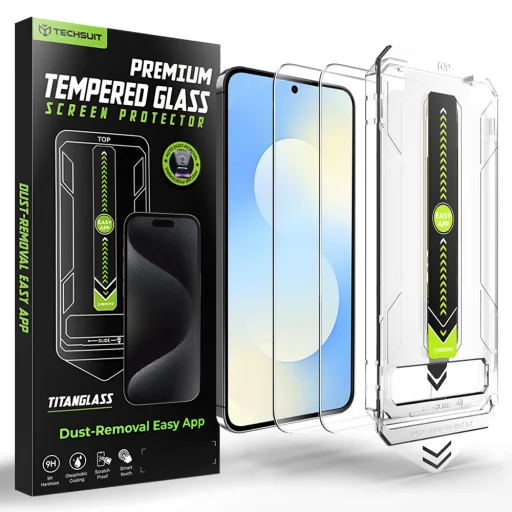 Samsung Galaxy S25 FE Techsuit TitanGlass CrystalHD (2 pack) - [Ujjlenyomat Feloldás Kompatibilis] - Átlátszó üvegfólia - 1