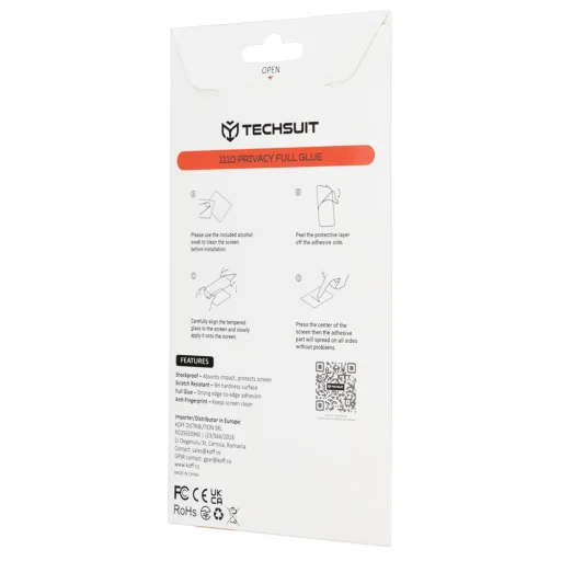 OnePlus 15 Fekete Techsuit - 111D Privacy Full Glue üvegfólia - 2