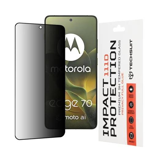 Motorola Edge 70 Fekete Techsuit - 111D Privacy Full Glue üvegfólia - 1
