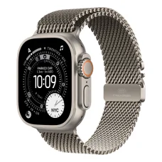 Apple Watch Ultra 3 Cellular 49mm Natural Titanium Case with Natural Titanium Milanese Loop - Medium
