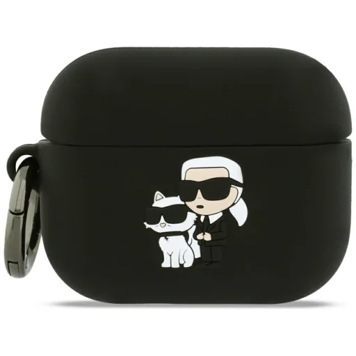 AirPods Pro 3 Karl Lagerfeld szilikon Karl&Chaupette fej 3D fekete tok - 1