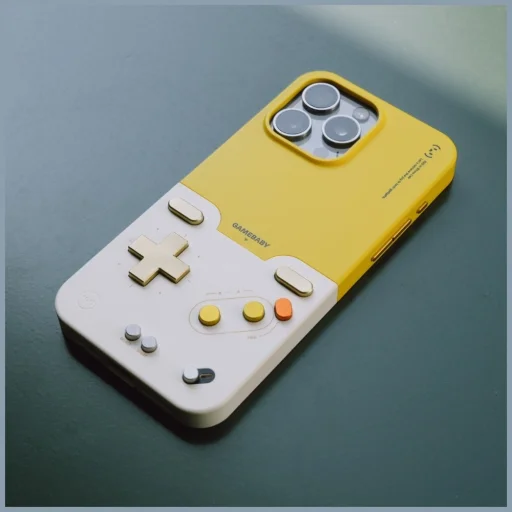 iPhone 16 Pro Max GAMEBABY vezérlővel tok sárga - 10