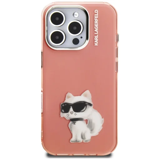 iPhone 16 Pro Max Karl Lagerfeld IML Aquarelle Choupette & Logo rózsaszín tok - 5