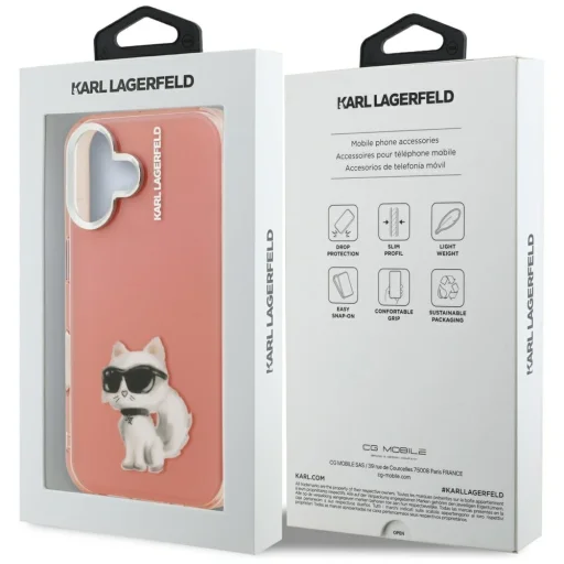 iPhone 16 Karl Lagerfeld IML Aquarelle Choupette & Logo tok rózsaszín - 8