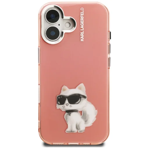 iPhone 16 Karl Lagerfeld IML Aquarelle Choupette & Logo tok rózsaszín - 3