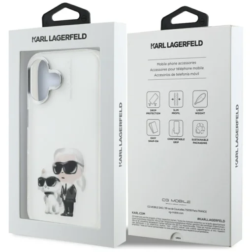 iPhone 16 Karl Lagerfeld IML Aquarelle Karl & Choupette & Logo fehér tok - 8