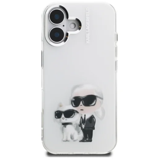 iPhone 16 Karl Lagerfeld IML Aquarelle Karl & Choupette & Logo fehér tok - 3