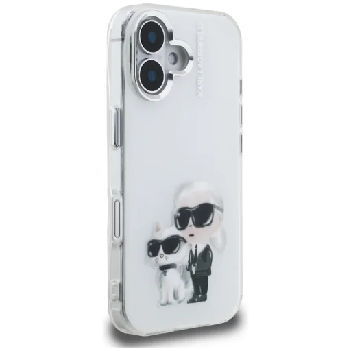 iPhone 16 Karl Lagerfeld IML Aquarelle Karl & Choupette & Logo fehér tok - 4