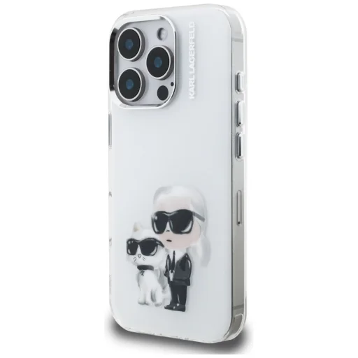 iPhone 16 Pro Max Karl Lagerfeld IML Aquarelle Karl & Choupette & Logo fehér tok - 2
