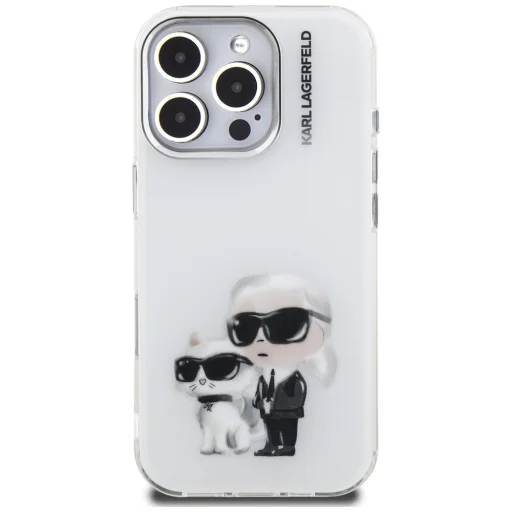 iPhone 16 Pro Max Karl Lagerfeld IML Aquarelle Karl & Choupette & Logo fehér tok - 3