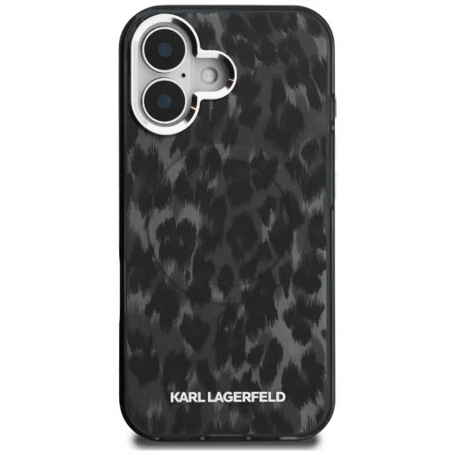 iPhone 16 Karl Lagerfeld IML Leopárdmintás MagSafe tok fekete - 3