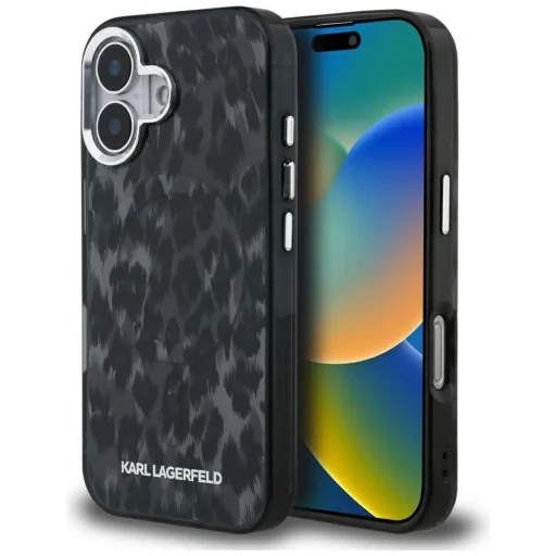 iPhone 16 Karl Lagerfeld IML Leopárdmintás MagSafe tok fekete - 1