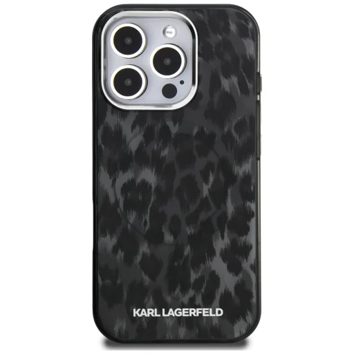 iPhone 16 Pro Karl Lagerfeld IML Leopárd Mintás MagSafe fekete tok - 4