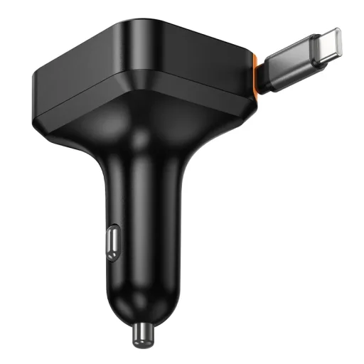 Autós töltő Hoco NZ18, 65W, 3A, 1 x USB-A - 1 x USB-C, USB-C kábellel, Fekete - 3