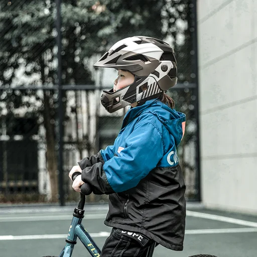 Rockbros TS-61 10110061005 gyerek kerékpáros sisak levehető állvédővel S méret (48-54 cm) - Szürke - 3