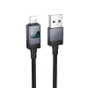 USB-A - Lightning kábel Hoco X118 Display, 12W, 2.4A, 1m, fekete