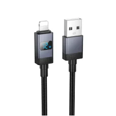 USB-A - Lightning kábel Hoco X118 Display, 12W, 2.4A, 1m, fekete