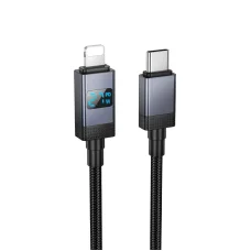 USB-C Lightning kábel Hoco X118 Kijelző, 27W, 1m, Fekete