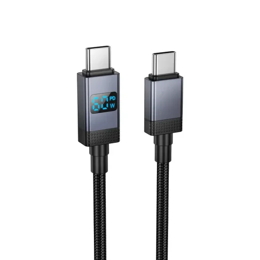 USB-C to USB-C Kábel Hoco X118 Kijelző, 60W, 1m, Fekete - 1