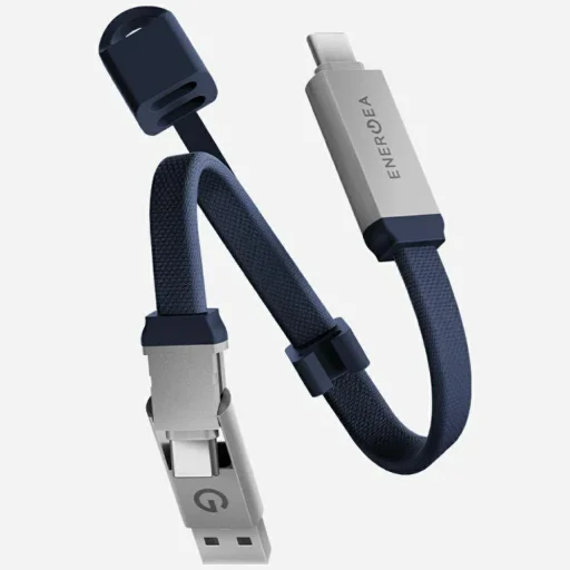 Energea Sheath Key 2 az 1-ben USB-C kábel USB-C-ről USB-C/USB-A-ra 480Mbps 60W 15cm kék - 1