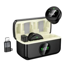 Hoco L22 vezeték nélküli mikrofon, USB-C / Lightning, 2 darabos, fekete