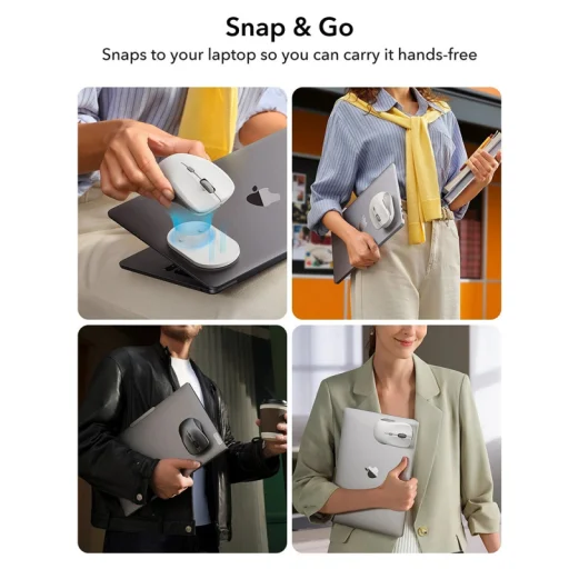 Vezeték nélküli egér ESR MagMouse, 800DPI - 4800DPI, BT / Wi-Fi, Fehér - 13