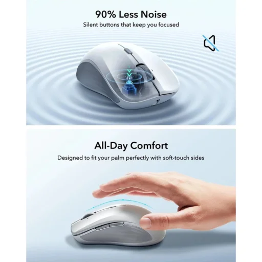 Vezeték nélküli egér ESR MagMouse, 800DPI - 4800DPI, BT / Wi-Fi, Fehér - 17