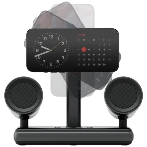 Energea Magaudio Stand 2in1 Qi2 vezeték nélküli töltőállomás sztereó hangszórókkal grafit - 3